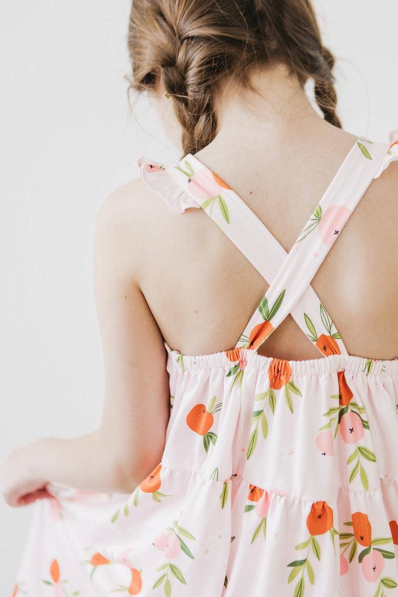 Tangerine Ruffle Cross Back Dress: Mila Fl