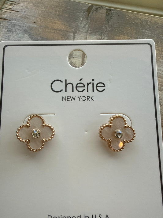 Flower Earrings  with Stone Cherie
