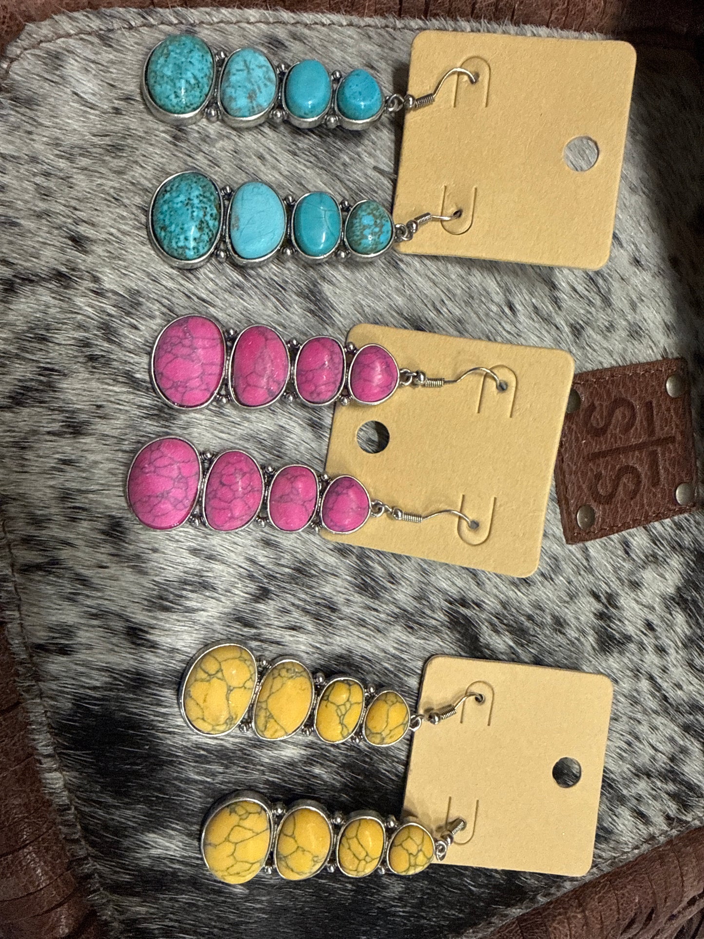 Quad Stone Tiered Western Earrings