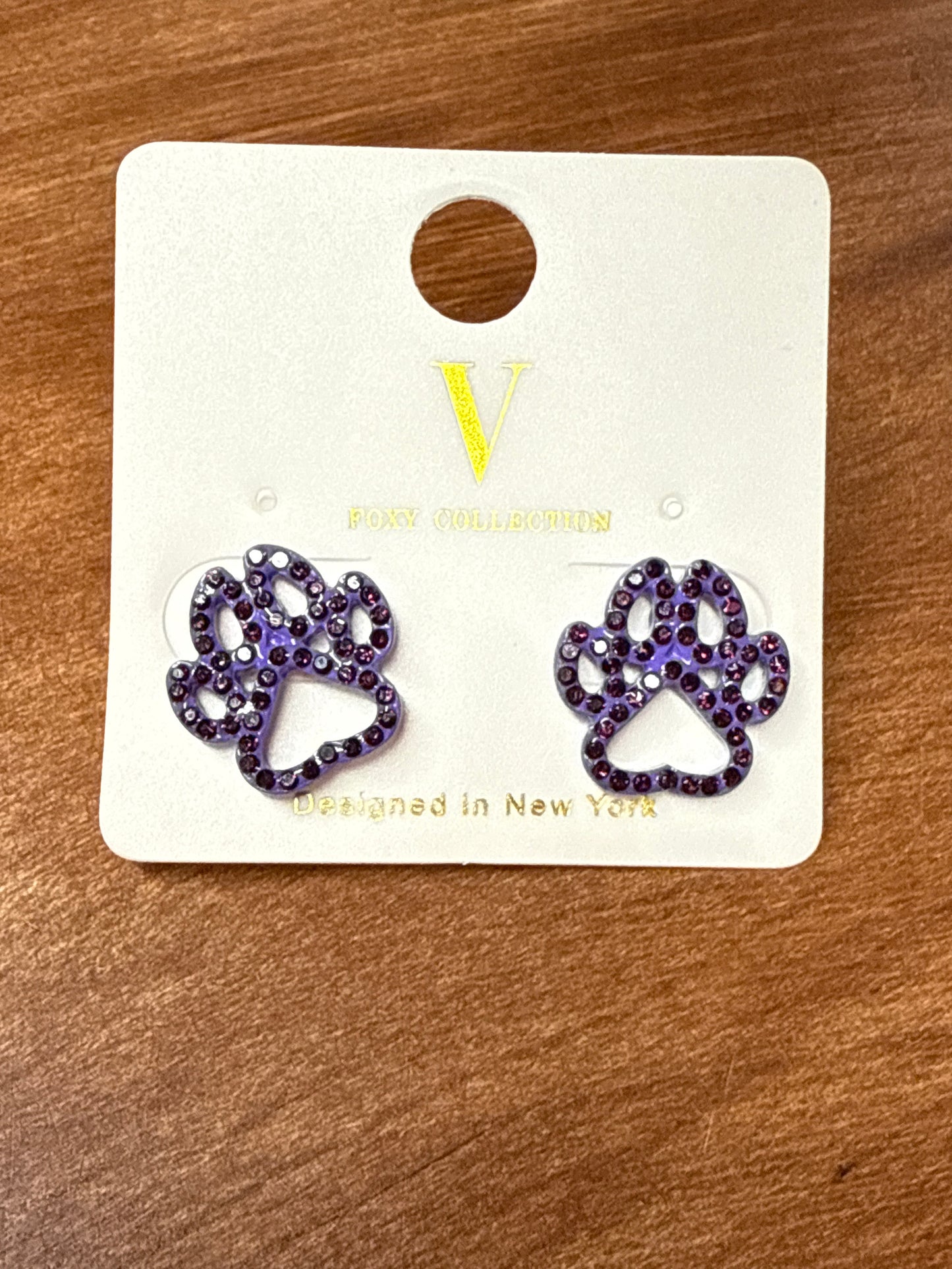 Purple Paw Print Stud Earring