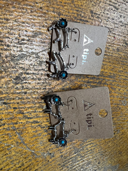 Silver and Turquoise Farm Animal Earrings