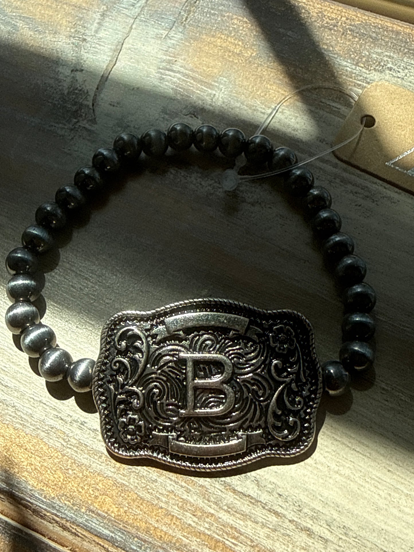 Buckle Style Initial Navajo Pearl Tipi Bracelet