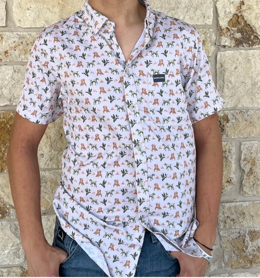 MALLARD DUCK DOG PERFORMANCE BUTTON UP Burlebo PBU-MDD Fl