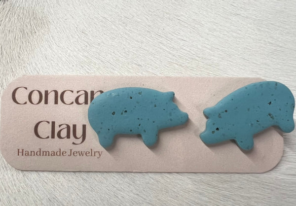 Pig Handmade Clay Stud Earrings Concan Clay