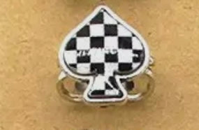 Western Checkered Cuff Ring (Snowing) Diamond, Spade, Heart, Clover or Lightning Bolt