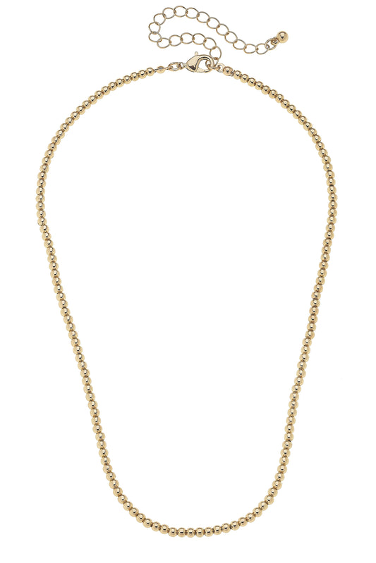 Mini Walker Ball Bead Charm Necklace Base in Shiny Gold Canvas