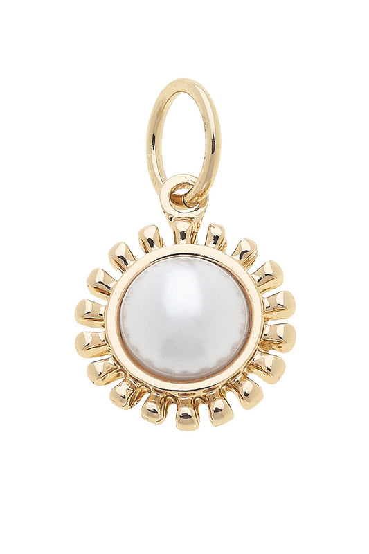 Pearl Coin Charm in Ivory Canvas