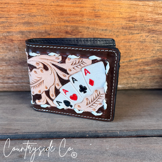 Gambler Leather Men's Wallet: Brown Countryside