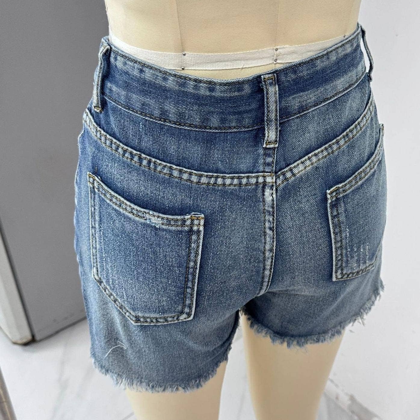 Summer Ripped Frayed Denim Shorts: Blue Rosa