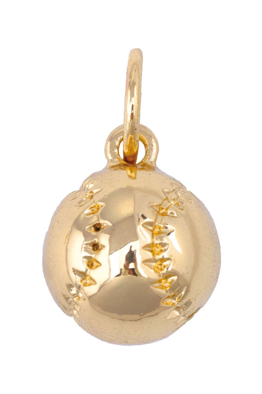 Golden Baseball Charm in Shiny Gold Canvas