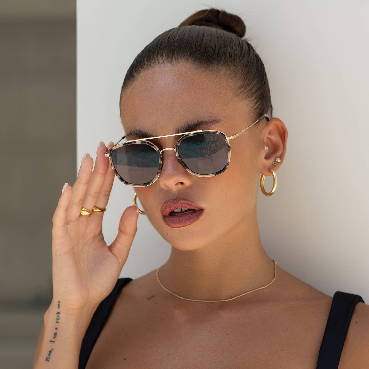 Weston Acetate Round Unisex Sunglasses: Milky Tortoise / Brown Freyrs