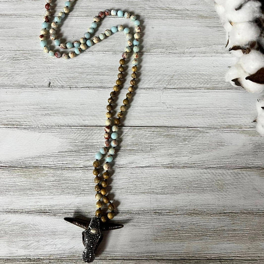 CHW Steer Head Necklace W/ Jewel