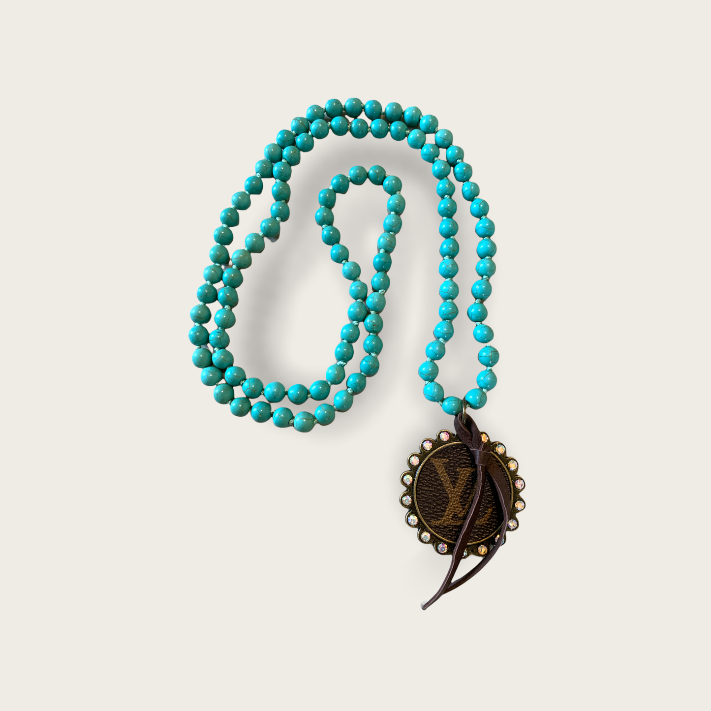 Turquoise Howlite Upcycled LV Necklace Junk Gypsy