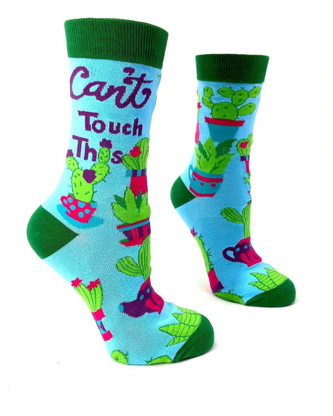 Can't Touch This Women's Crew Socks Featuring Prickly Cactus