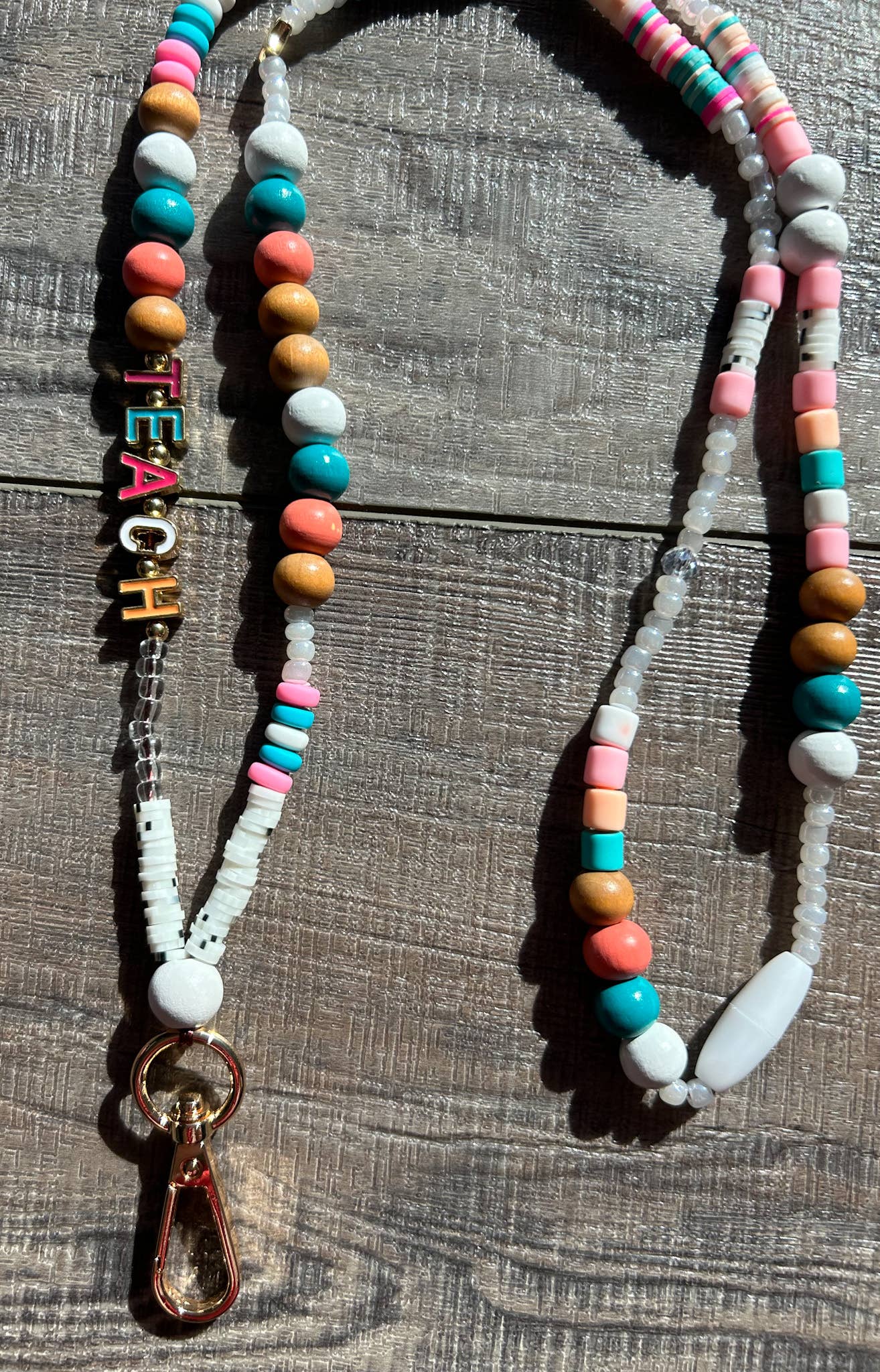 Teach Colorful Beaded Lanyard with Breakaway Clasp JInk Fl