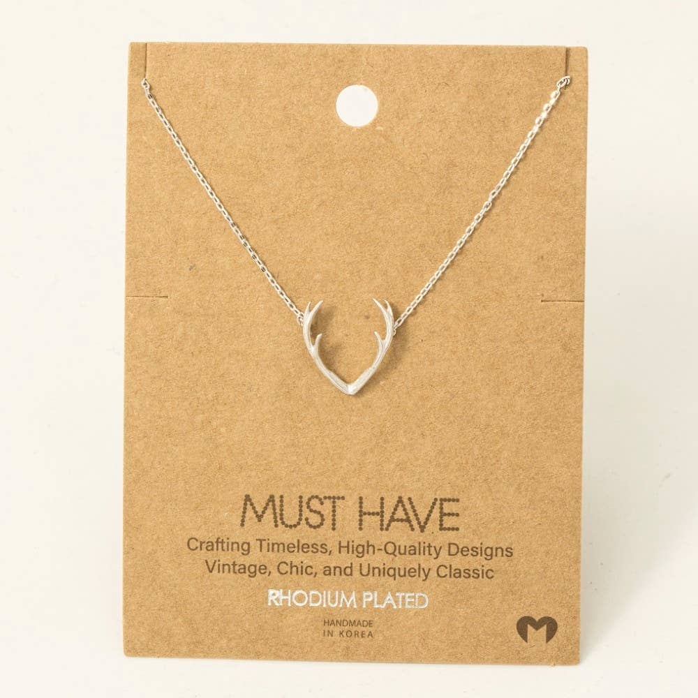 Gold Dipped Antler Pendant Necklace: Gold or Silver Fame
