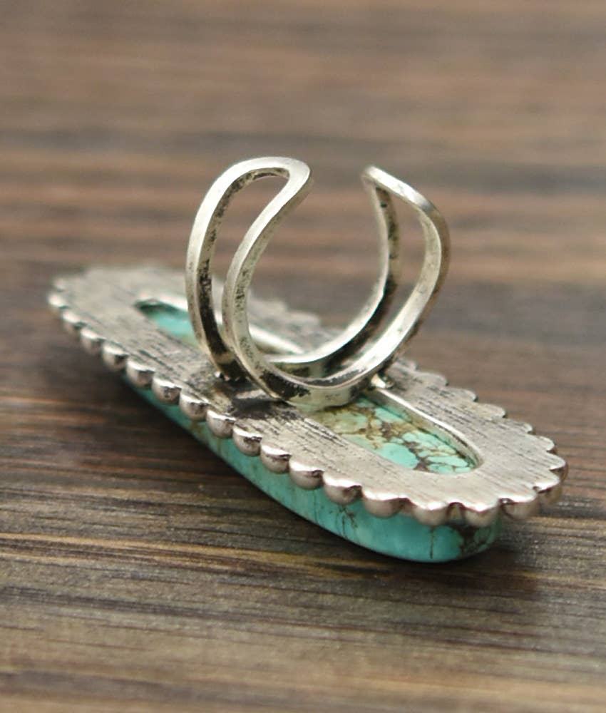 750173, Big! Western Turquoise Adjustable Ring