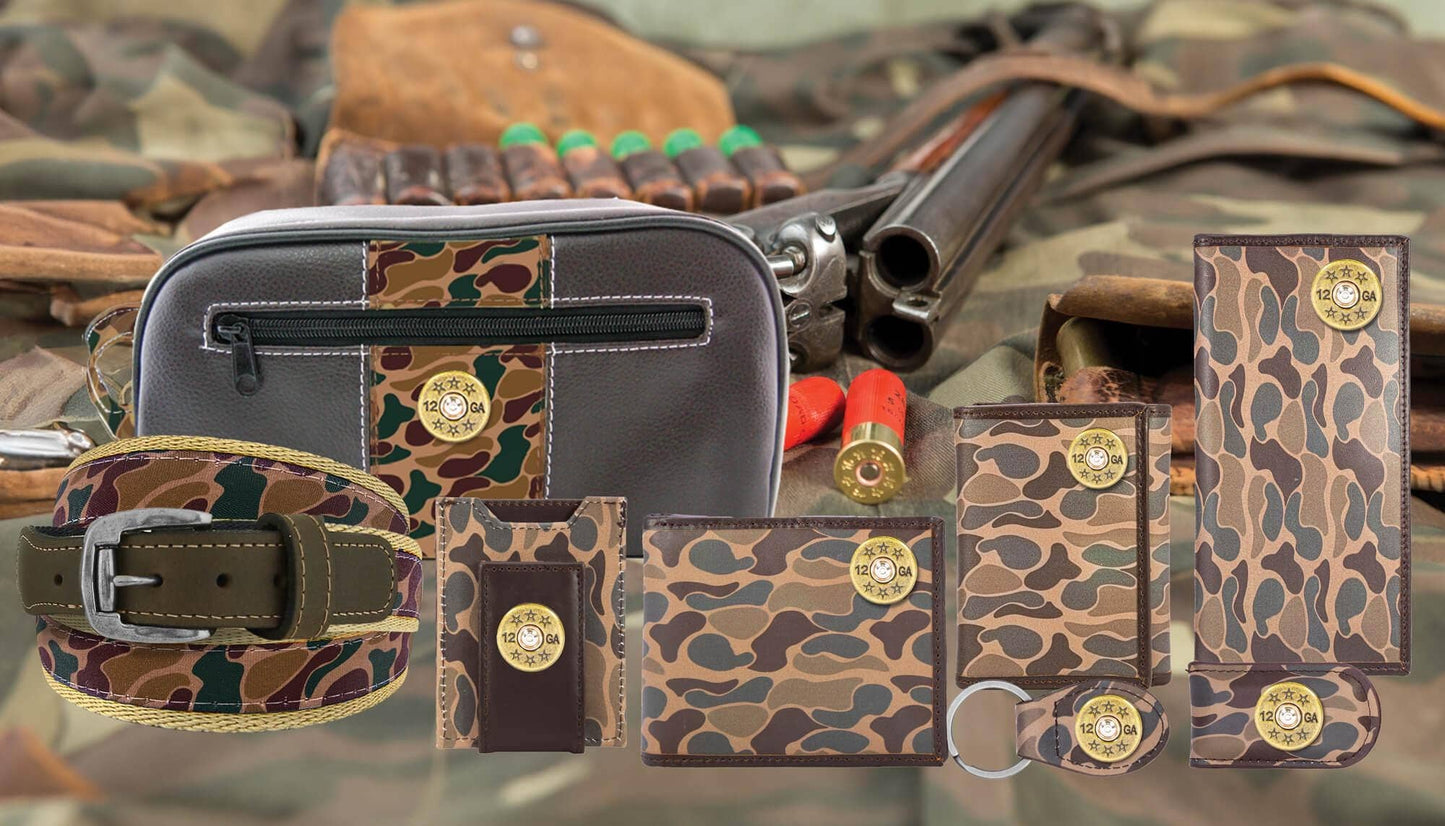 Shotshell Men's Trifold Old School Zep  Camo Leather Wallet