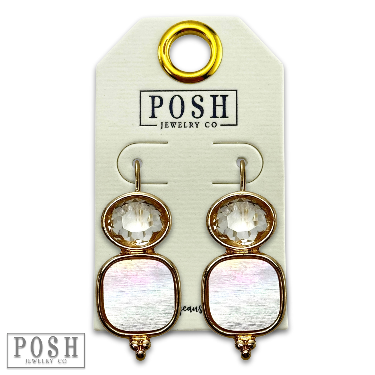 Rhinestone and Mother Of Pearl earring: Gold PP