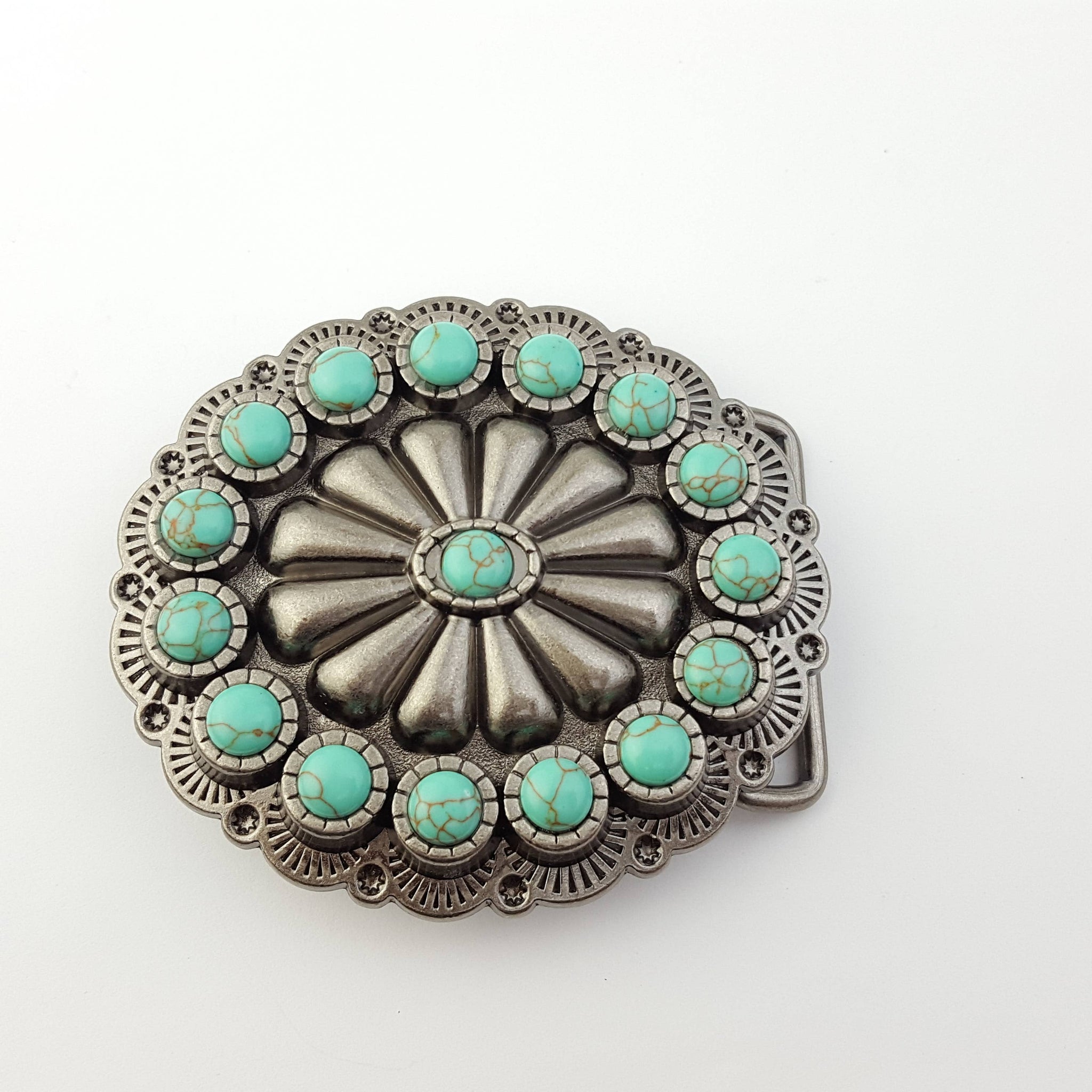 Oval Western Turquoise Stone Belt Buckle Axesoria