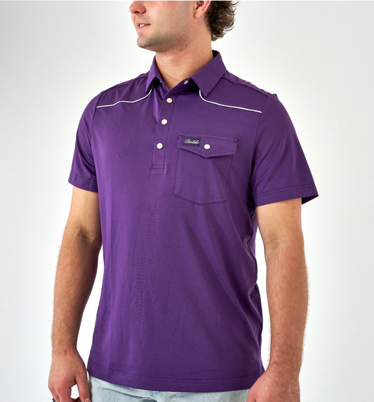 Purple Pearl Snap Western Performance Polo Burlebo Tx