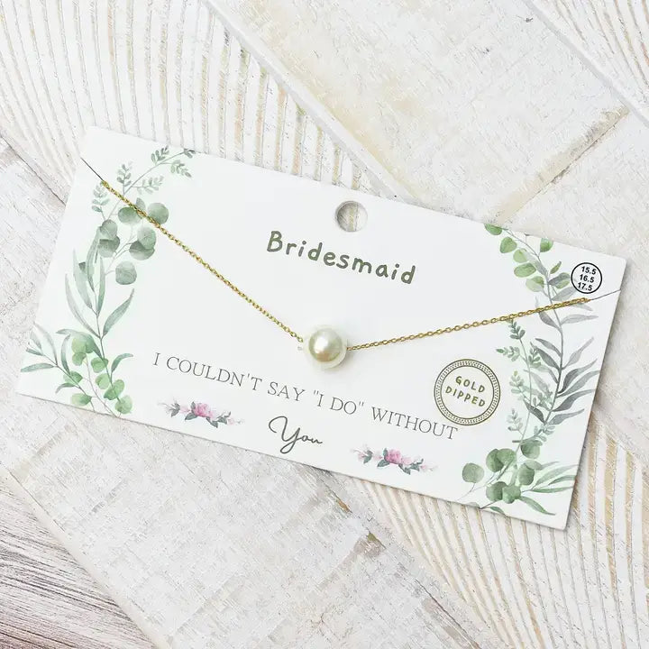 Bridesmaid Pearl Pendant Necklaces: Gold