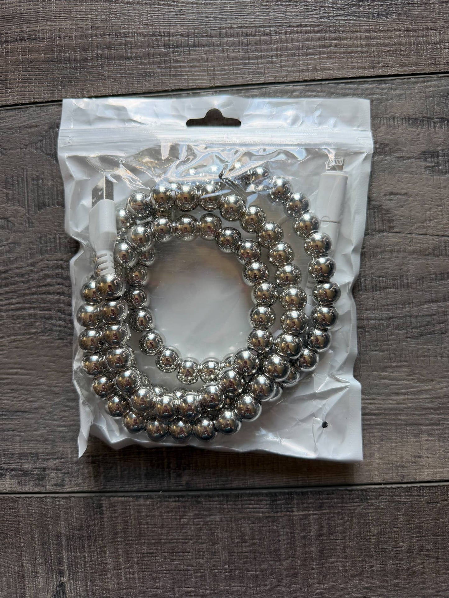 Beaded Phone Charger with Lightning & USB-C Cable: Turquoise JInk Tx