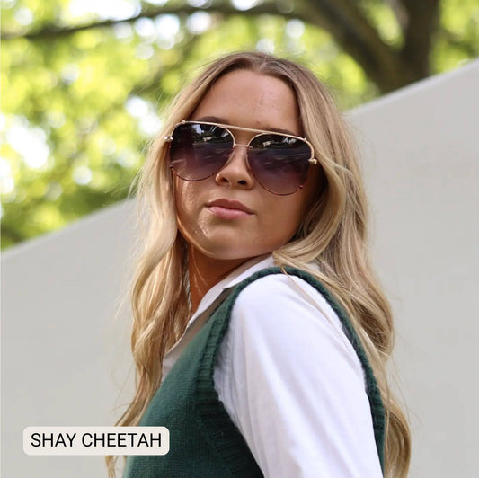 SHAY - Women's Polarized Large Hair Friendly Aviator: Cheetah Tx/ Fl Dax