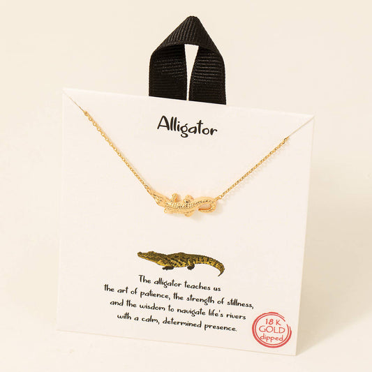 Gold Dipped Alligator Pendant Necklace: G