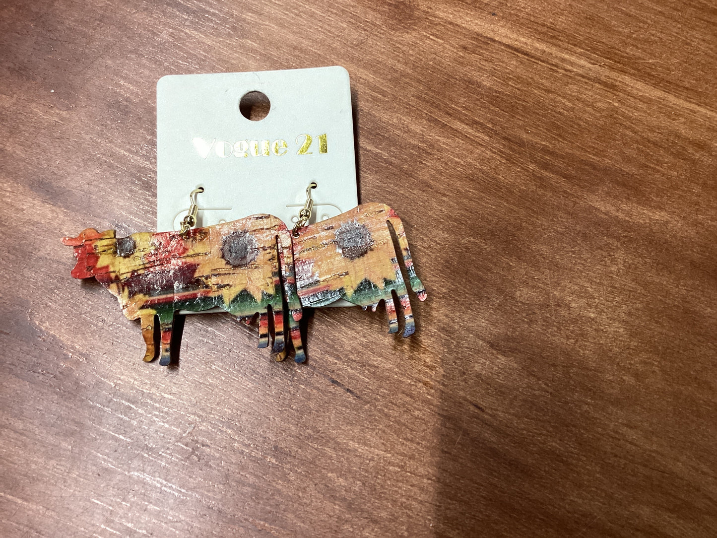Cork cow daisy earrings