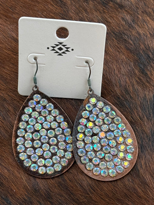 Copper patina bling earrings ￼