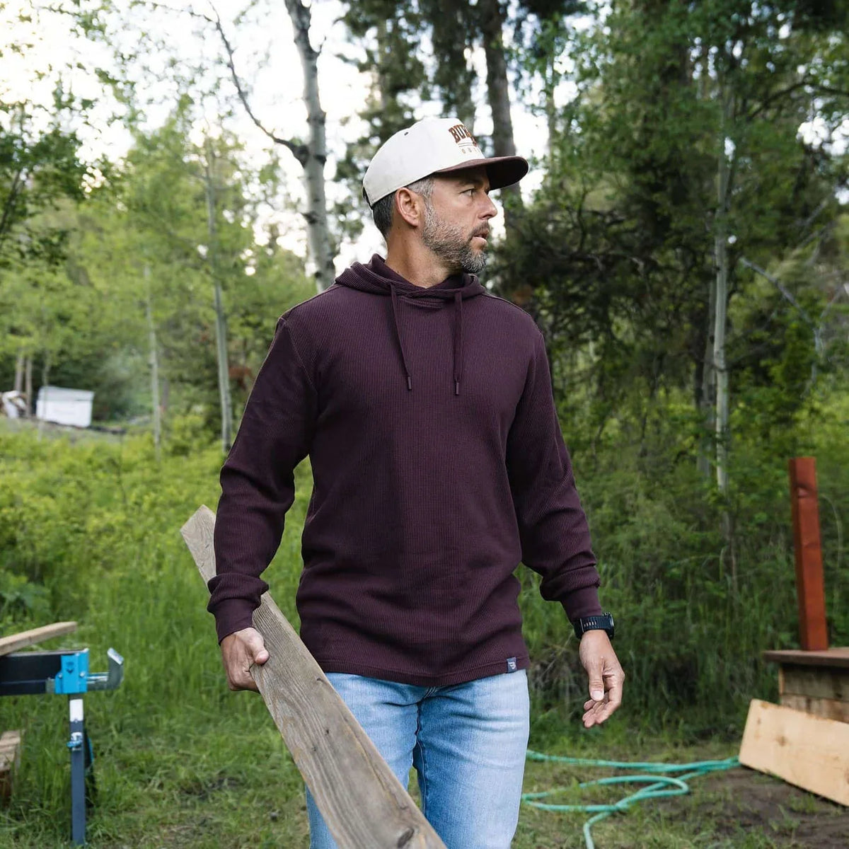 Maroon BurleboThermal Hoodie Tx TH-MAR