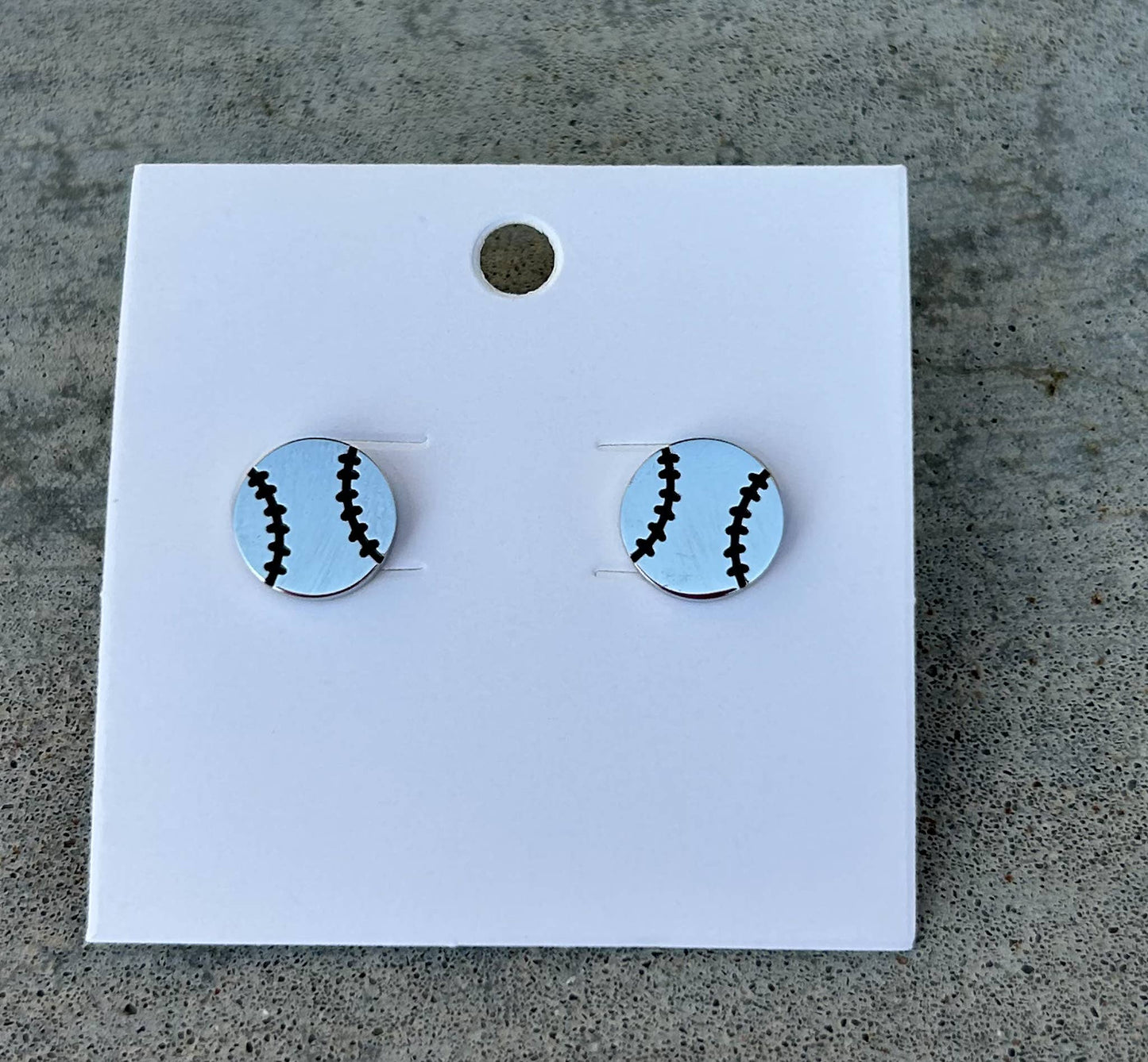 Baseball or Softball Stud Earrings in Gold or Silver: JInk FL