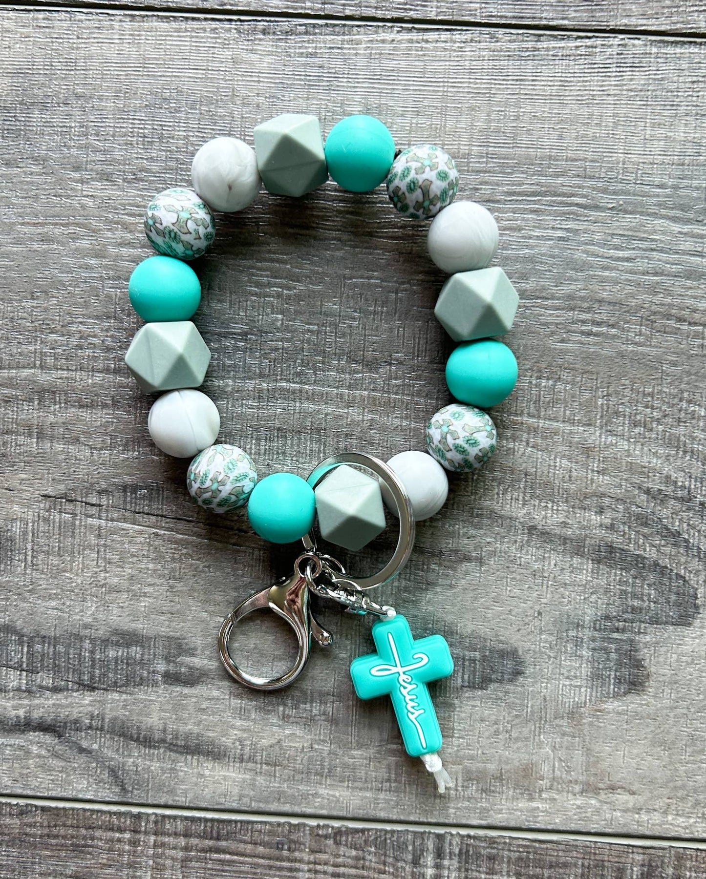 Faith Jesus Cross Wristlet Keychain: JInk Tx/Fl