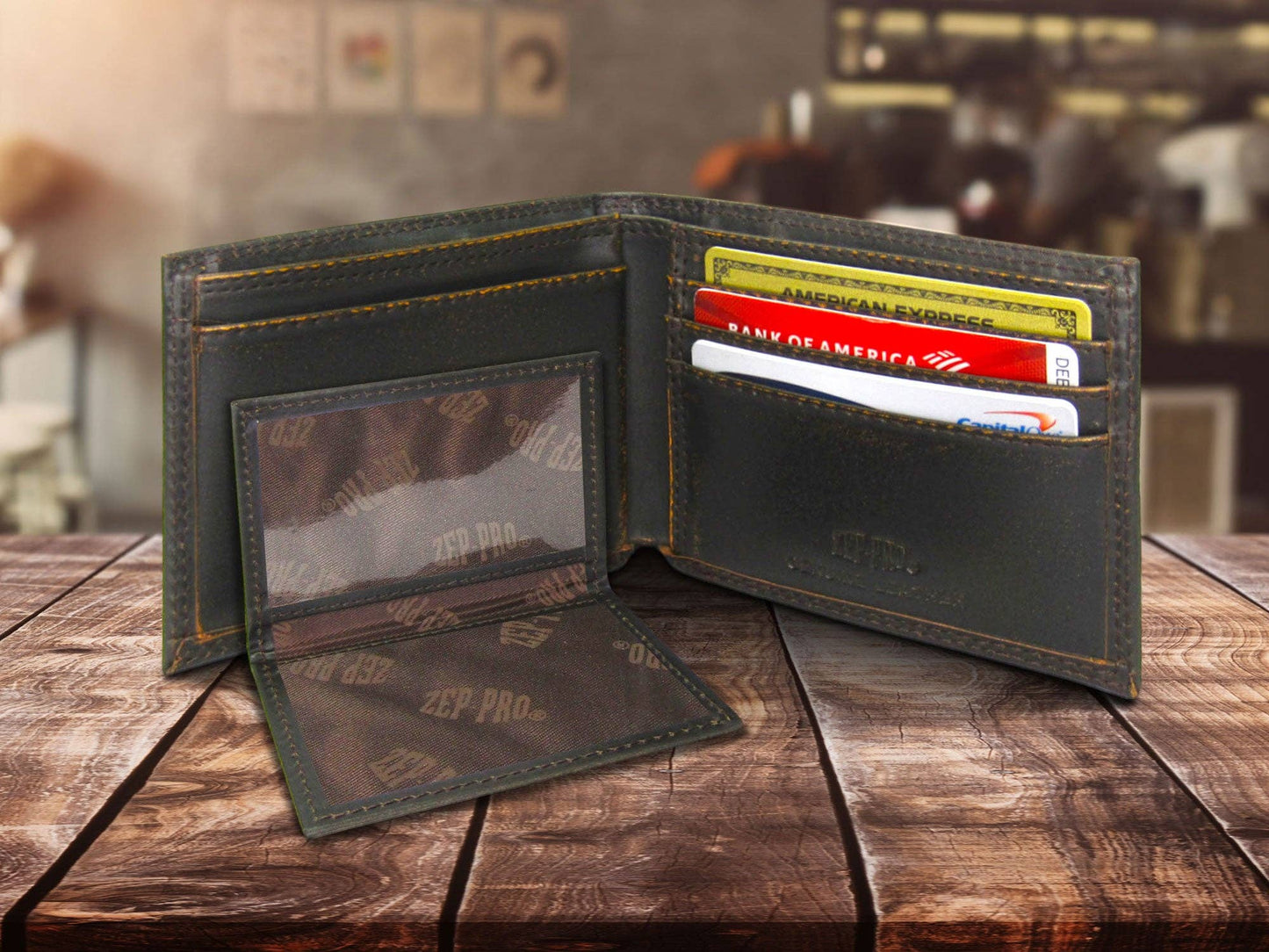 American Flag Burnished Leather Zep Bifold Wallet