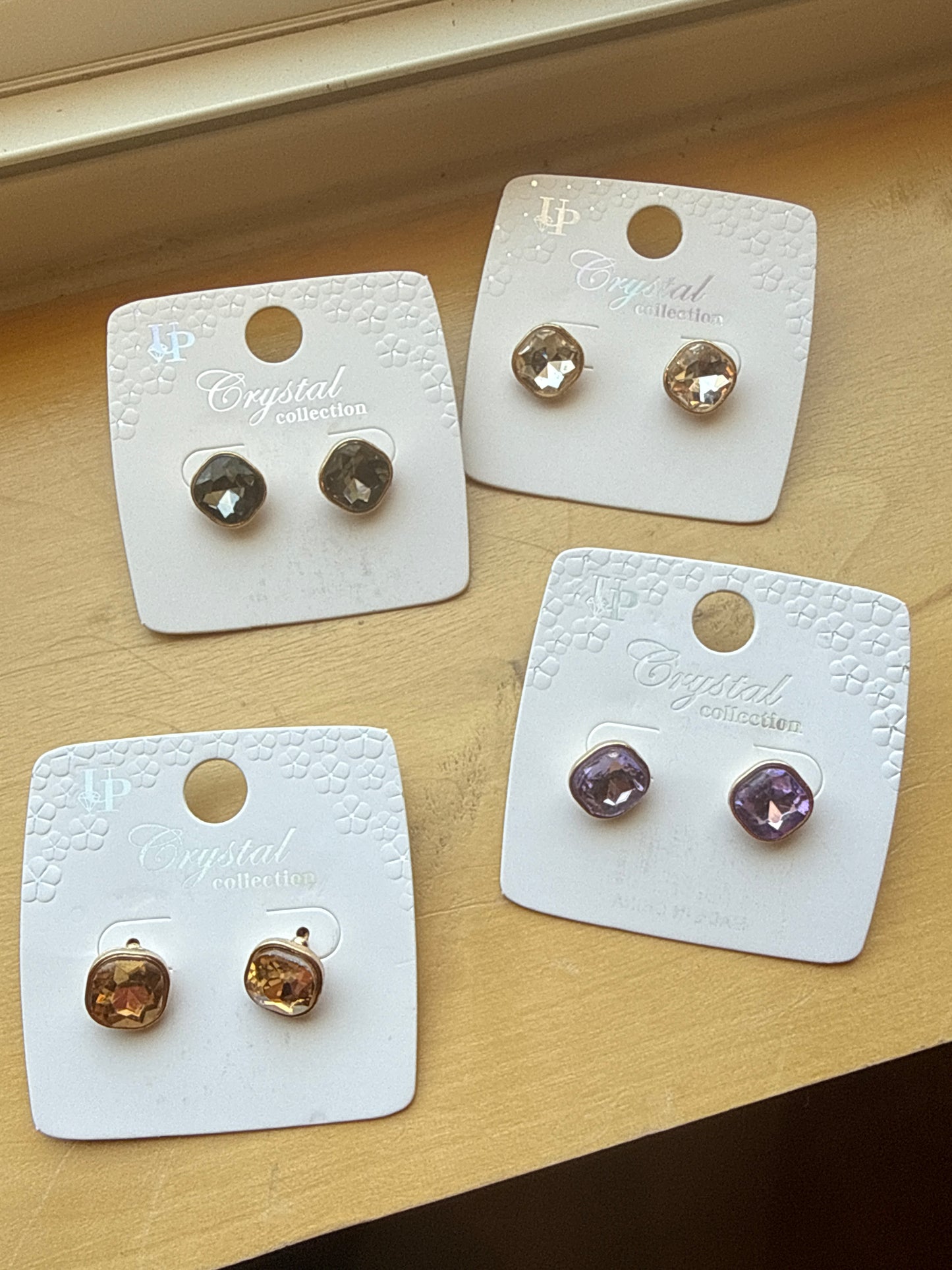 Medium Size Square Crystal Collection Earrings (4 Colors)
