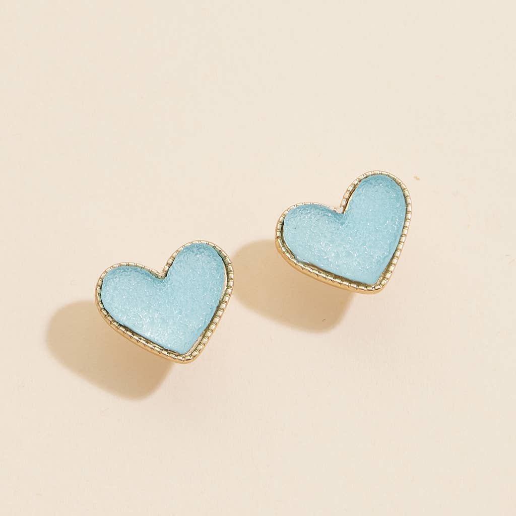 Heart Druzy Stone Stud Earrings: Pink / One / 4SE31170