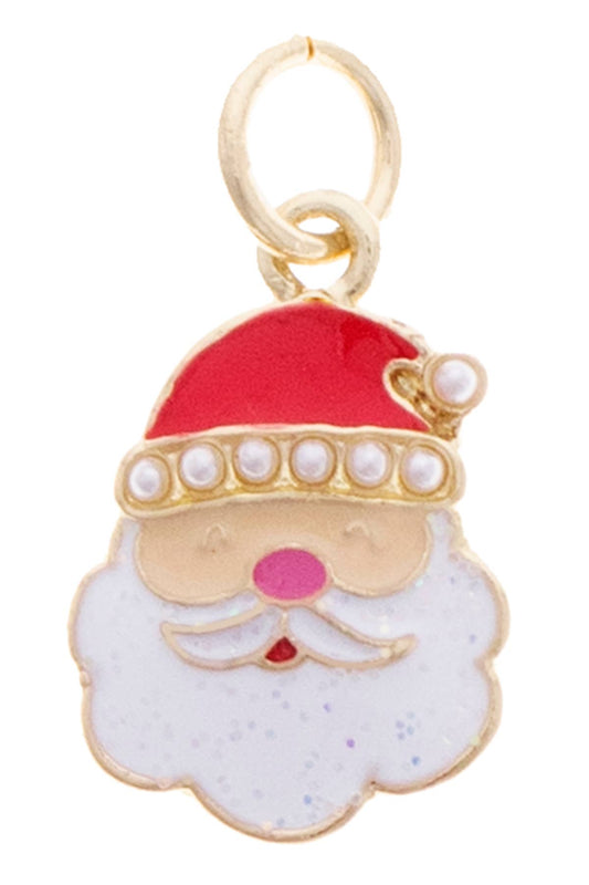 Pearl Studded Santa Charm in White & Red
