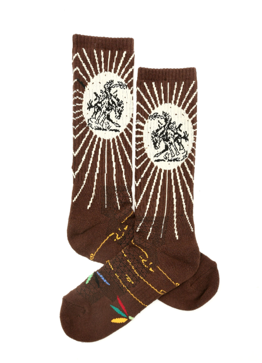Fringe Bucking Brown Performance Socks Lucky Chuck