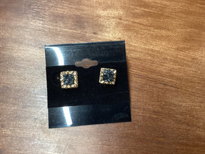 Black square druzy earrings