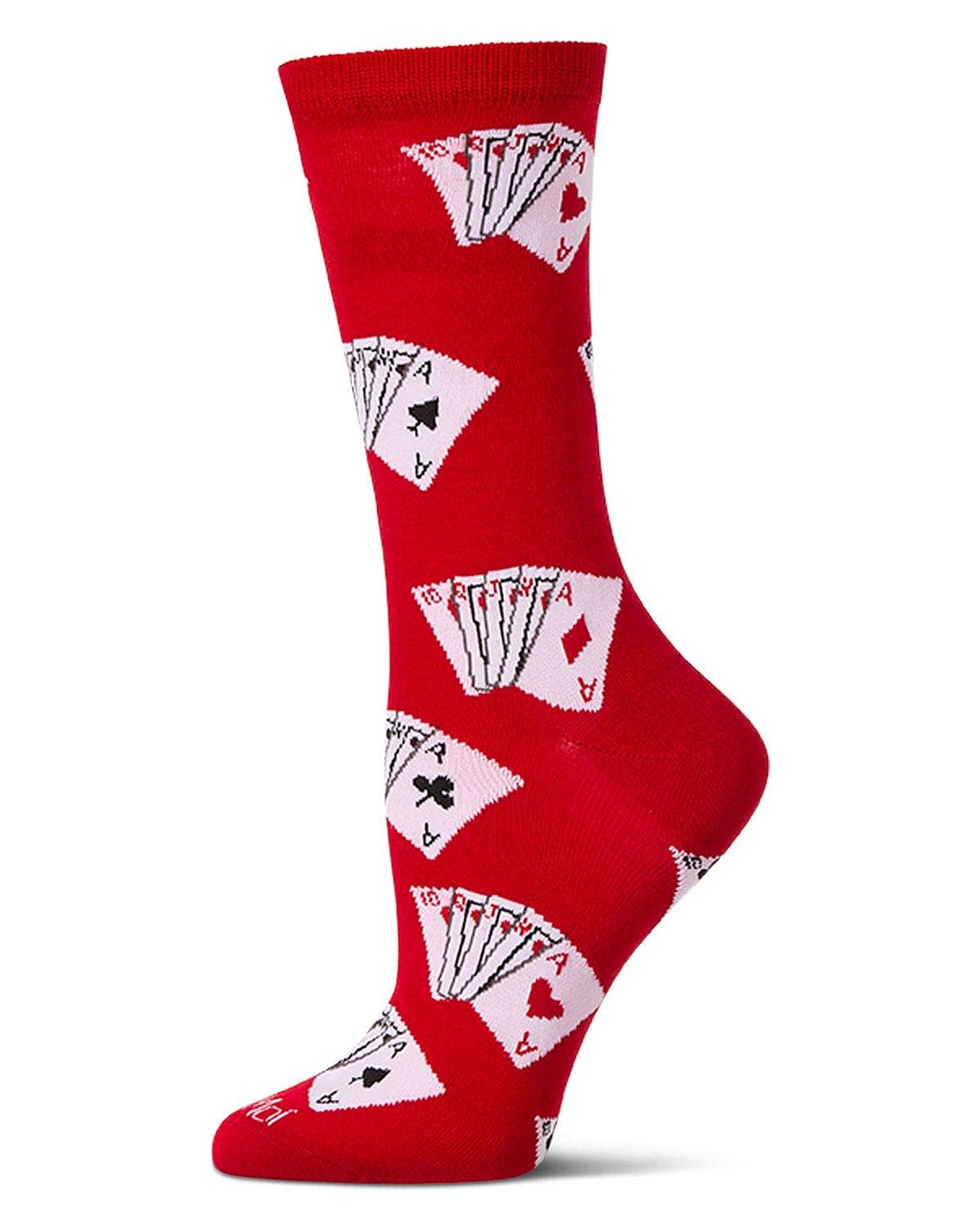 Playing Cards Bamboo Ladies Crew Socks Denim Heather / 9-11 Inf Class