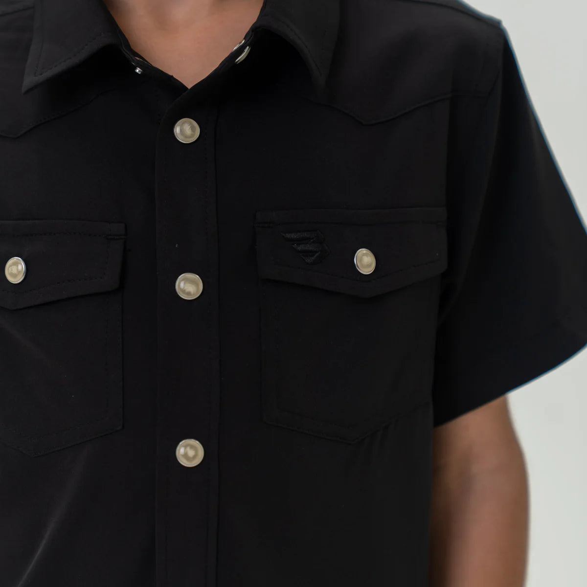 Black Performance Western shirt Youth with Pearl Snaps