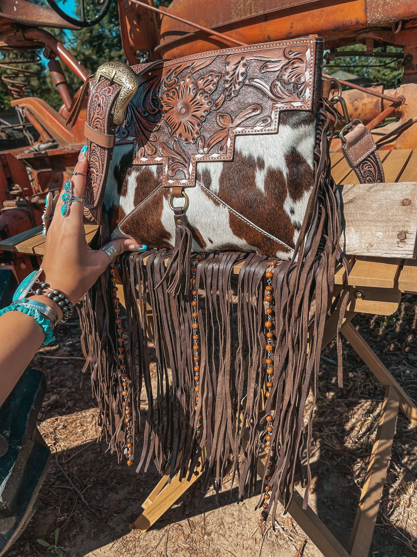 The Lancaster Cowhide Leather Tooled Purse Haught