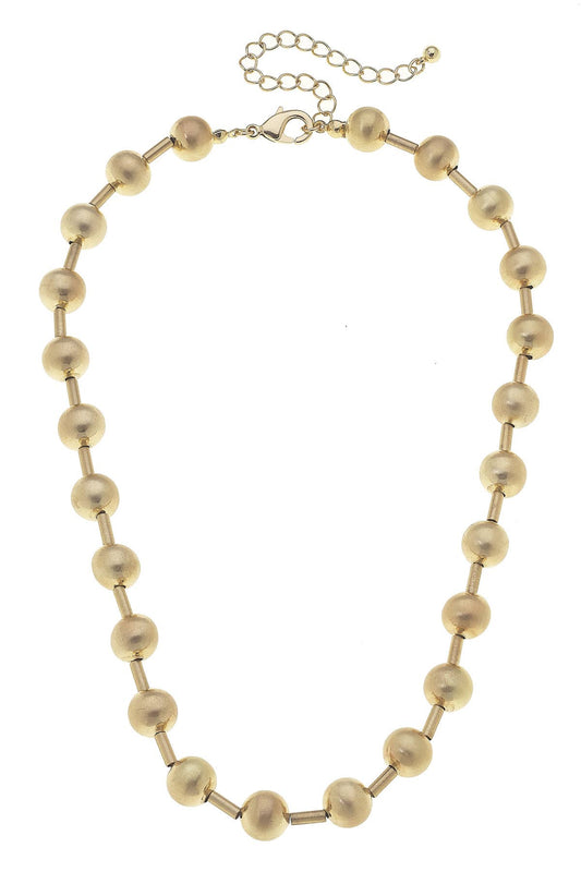 Sandra Ball Bead Necklace in Satin Metal: Gold