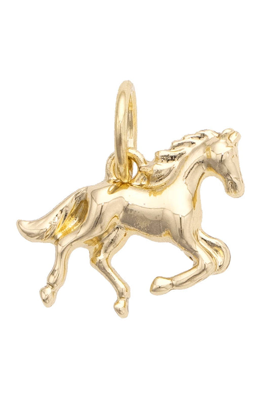 Running Mustang Charm in Shiny Gold Canvas