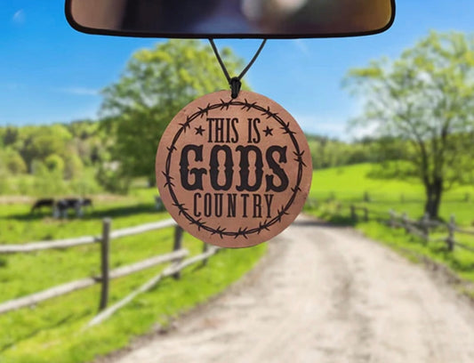 This is Gods Country Leather Car Freshie DRF