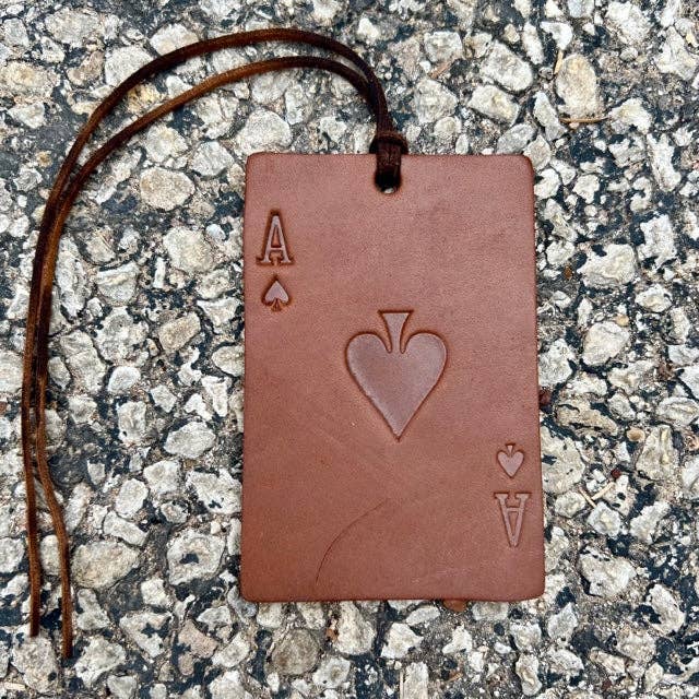 Rectangle Ace of Spades Brown Leather / Cowboy Cologne Scent Callahan