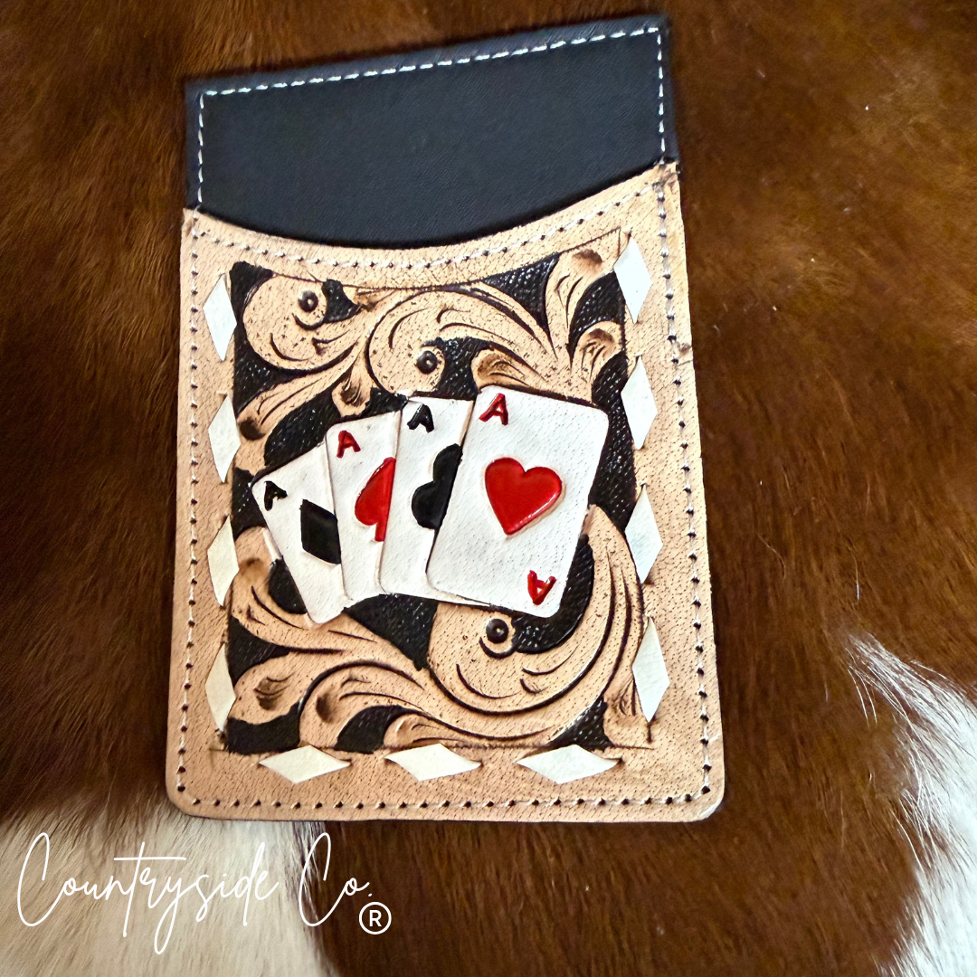 Gambler Tooled Leather Credit Card Holder Countryside