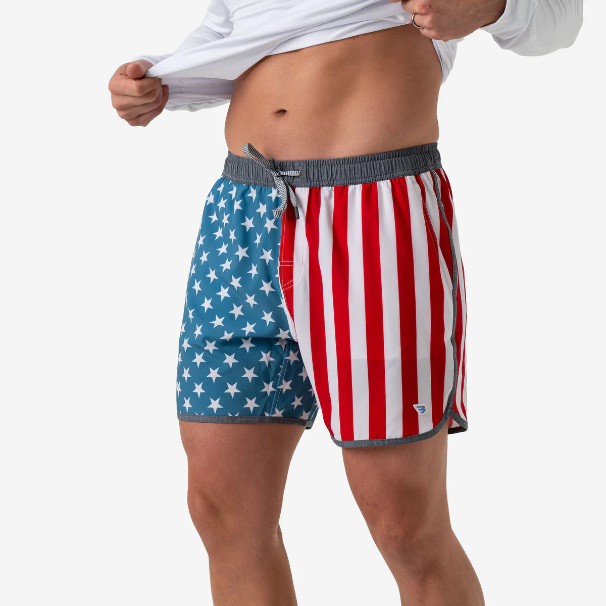 Throwback USA American Flag Burlebo Swim Trunks Tx/Fl