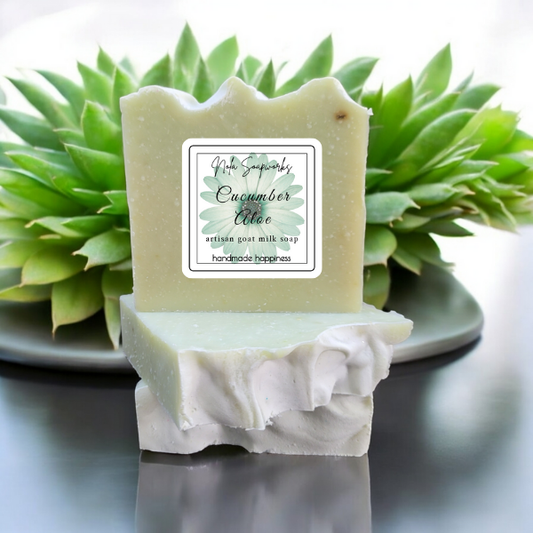 Soothing Cucumber Aloe & Uplifting Lemongrass Goat Milk Soap: Shrink Wrapped